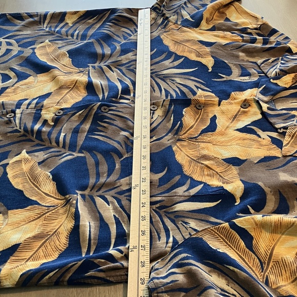 Caribbean Men's Casual Button Down Shirt - Blue and Tan Size 3XB - Picture 5 of 9